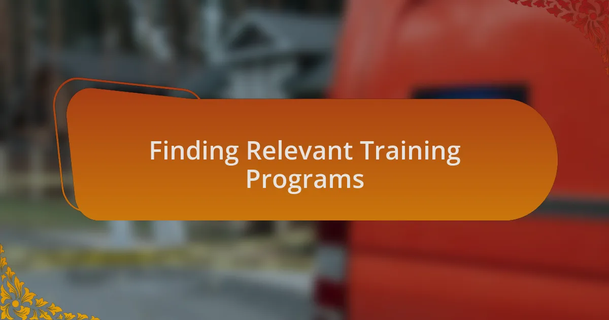 Finding Relevant Training Programs