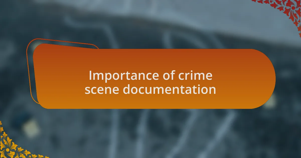 Importance of crime scene documentation