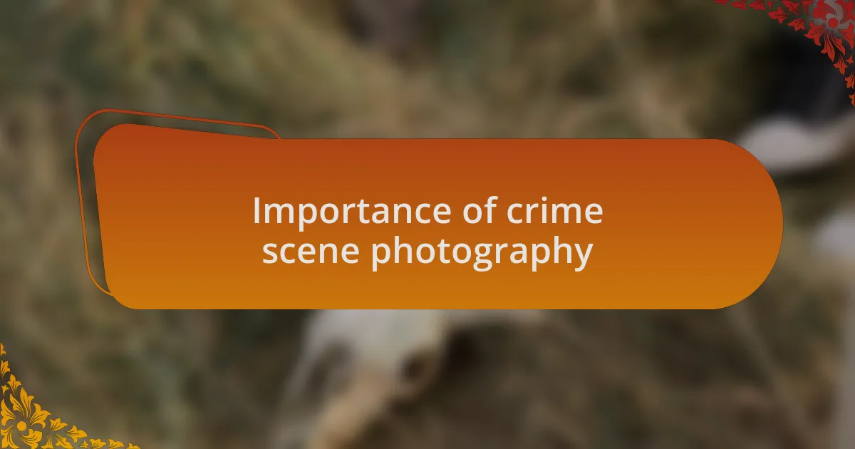 Importance of crime scene photography