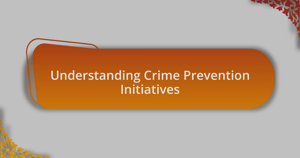 Understanding Crime Prevention Initiatives