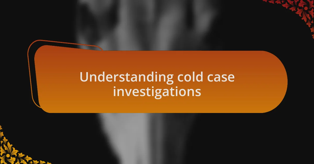 Understanding cold case investigations